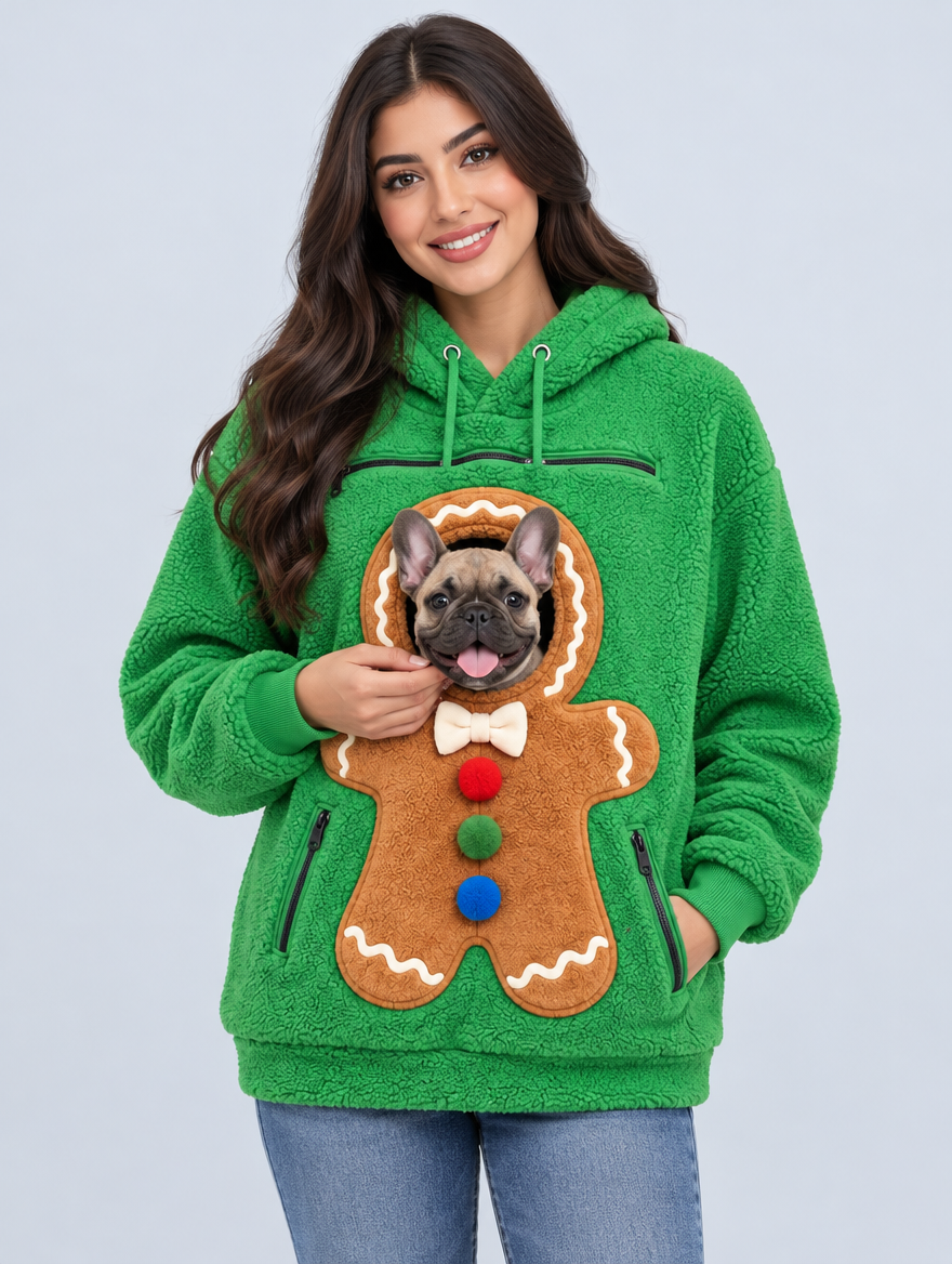 PawPeek Gingerbread hoodie in Green