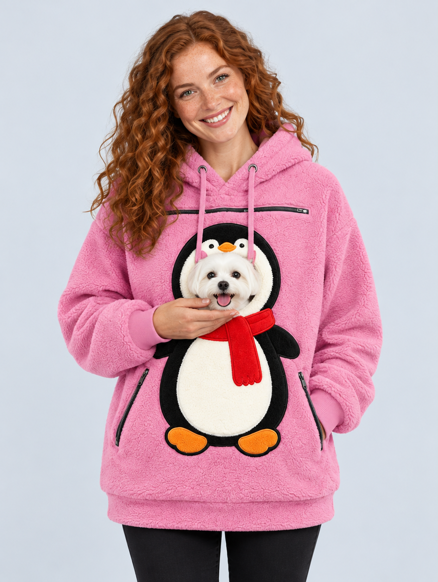 PawPeek Penguin hoodie in Pink