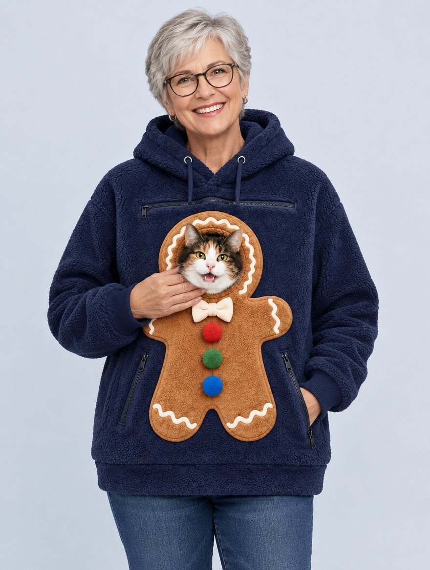 PawPeek Gingerbread hoodie in Navy