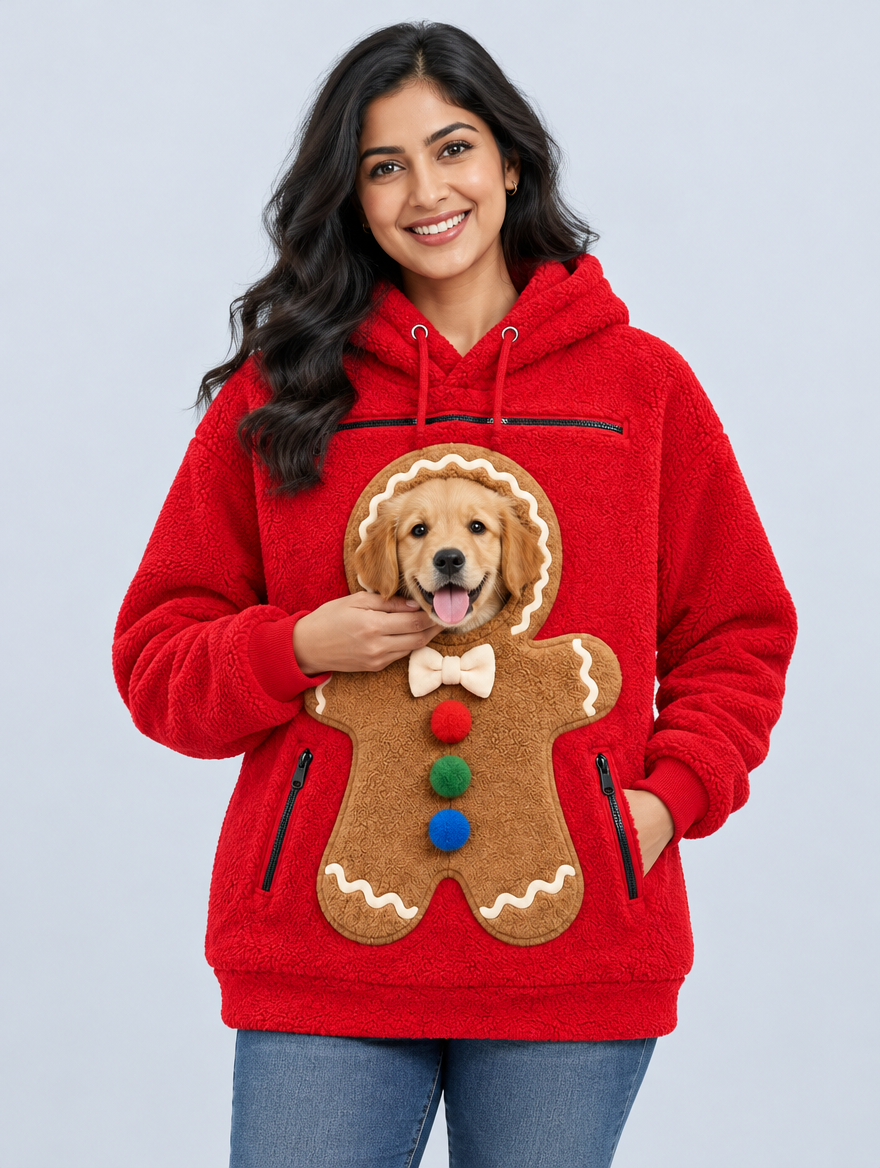 PawPeek Gingerbread hoodie in Red