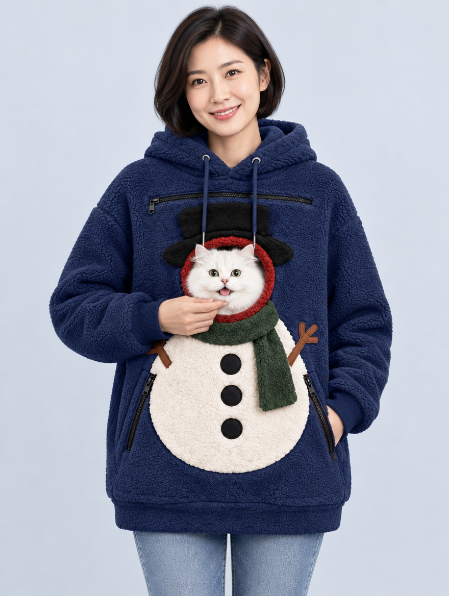 PawPeek Snowman hoodie in Navy