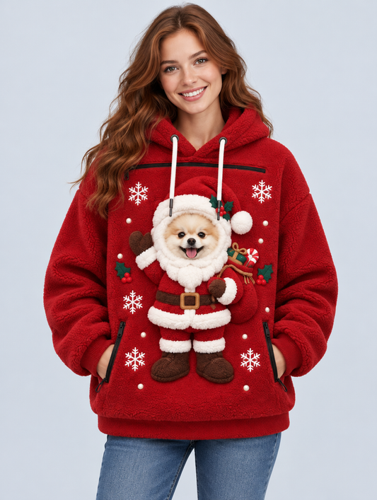 PawPeek Santa hoodie in Red